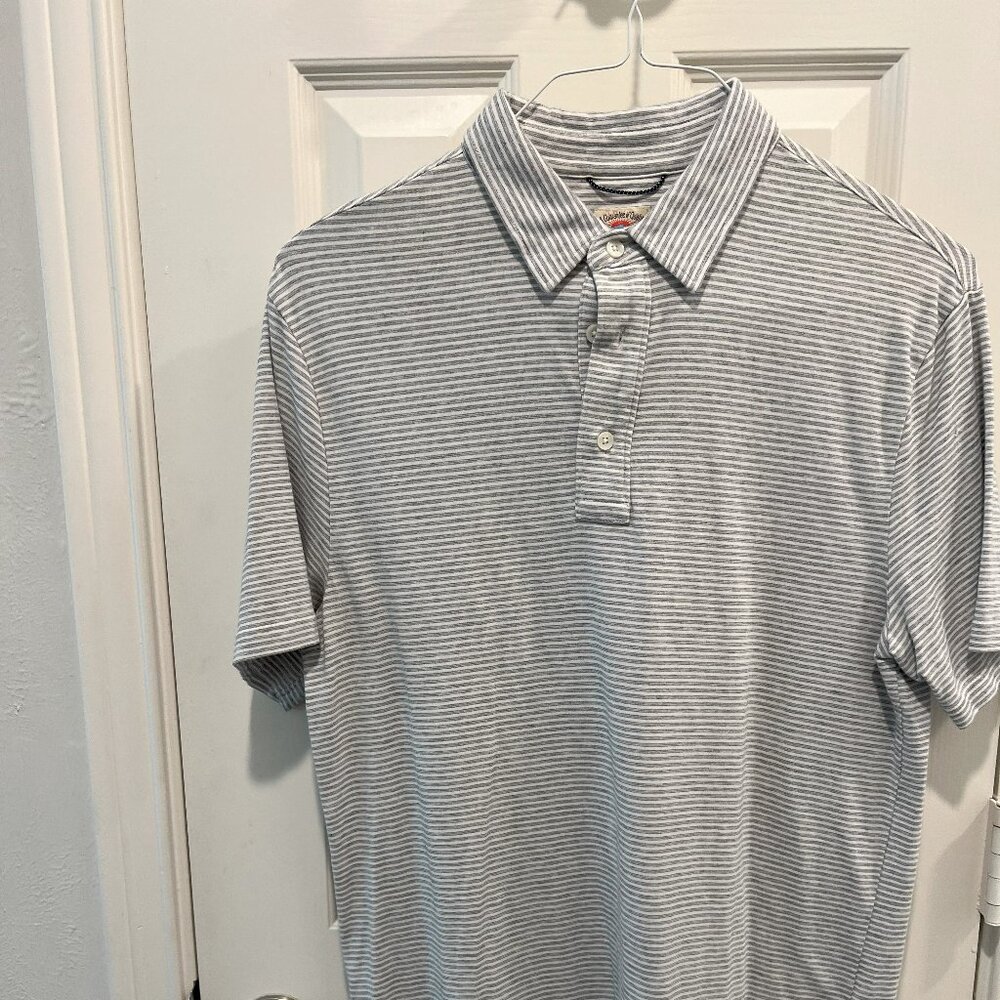 Faherty Super Soft Comfortable Grey M Striped Polo - image 1